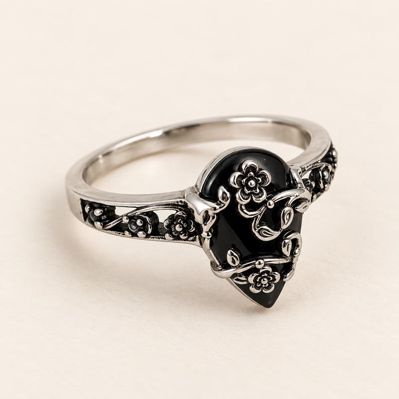 The Obsidian Shield Ring | 925 Sterling Silver