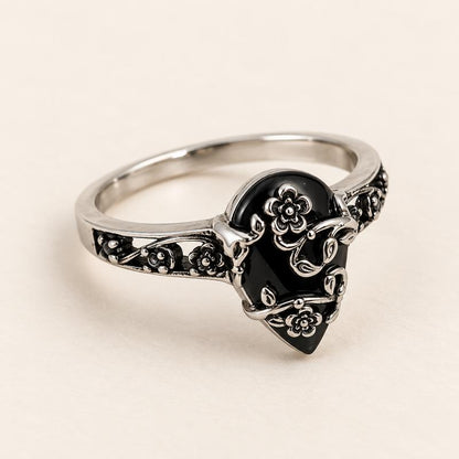 The Obsidian Shield Ring | 925 Sterling Silver