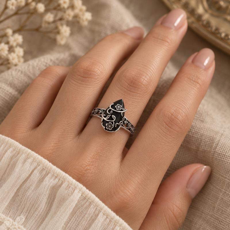 The Obsidian Shield Ring | 925 Sterling Silver
