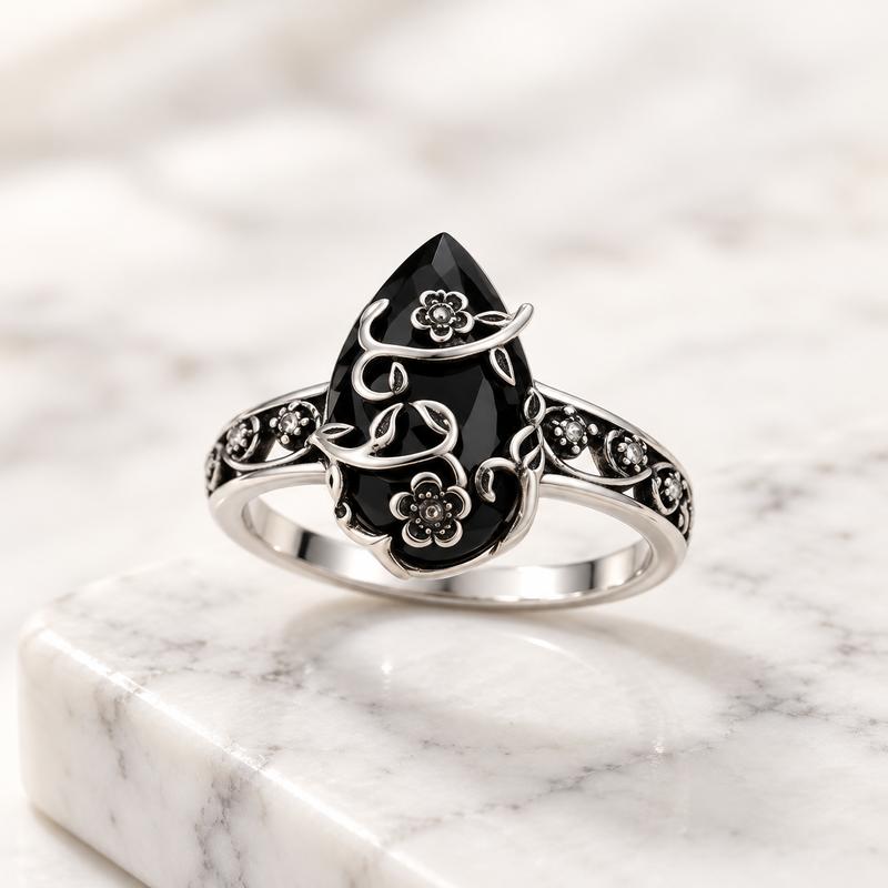 The Obsidian Shield Ring | 925 Sterling Silver