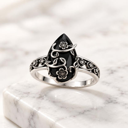 The Obsidian Shield Ring | 925 Sterling Silver