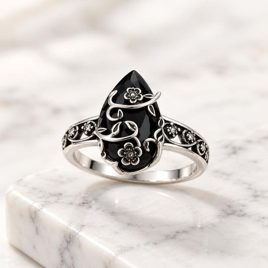 The Obsidian Shield Ring | 925 Sterling Silver