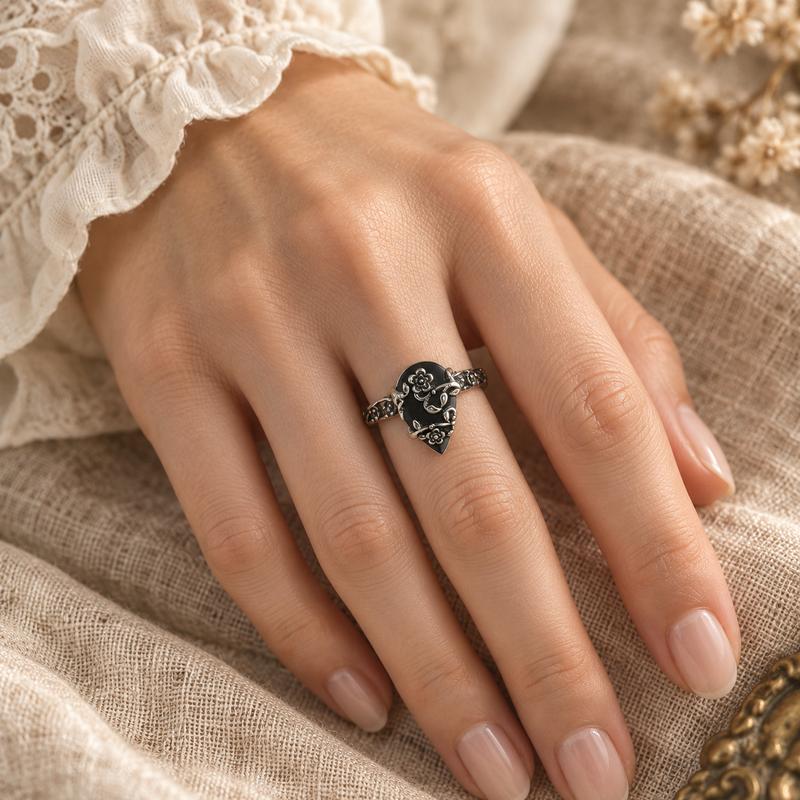 The Obsidian Shield Ring | 925 Sterling Silver