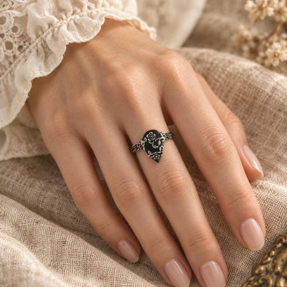 The Obsidian Shield Ring | 925 Sterling Silver